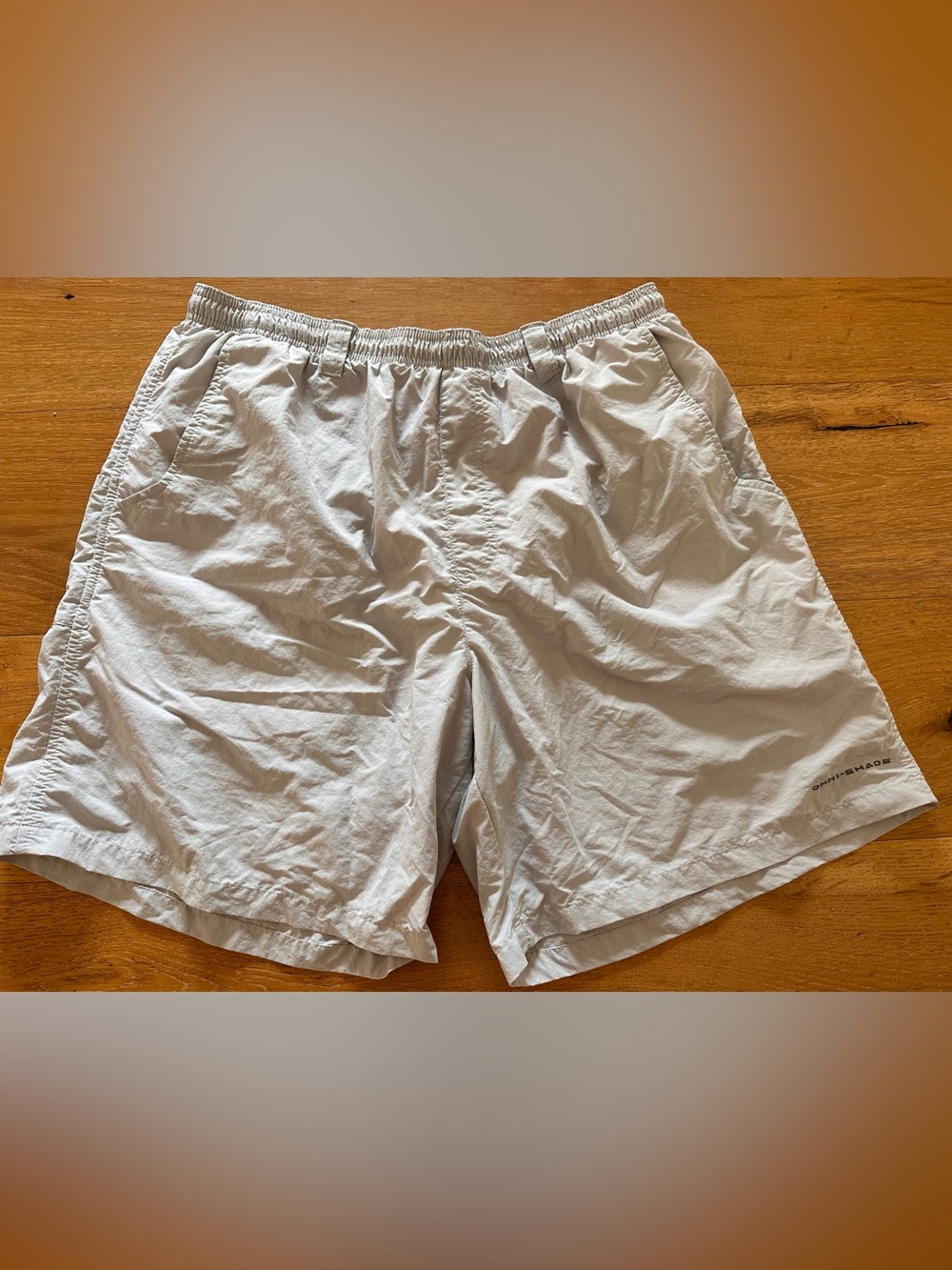 Mens COLUMBIA Light Gray Swim Trunk Shorts 8in